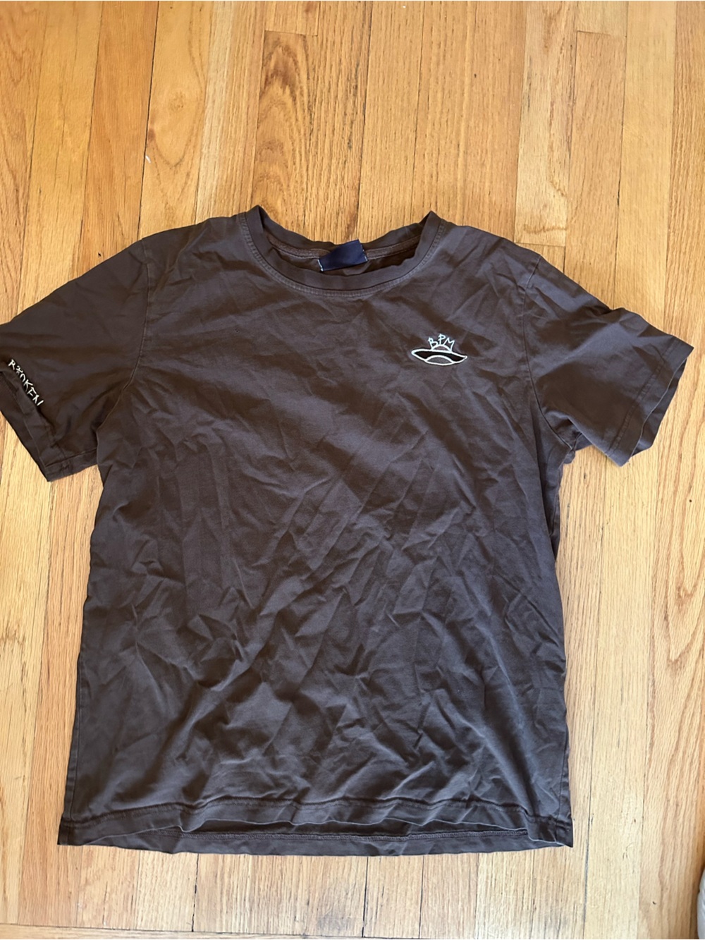 Broken planet market Classic Brown Crewneck T-Shirt with Subtle Logo